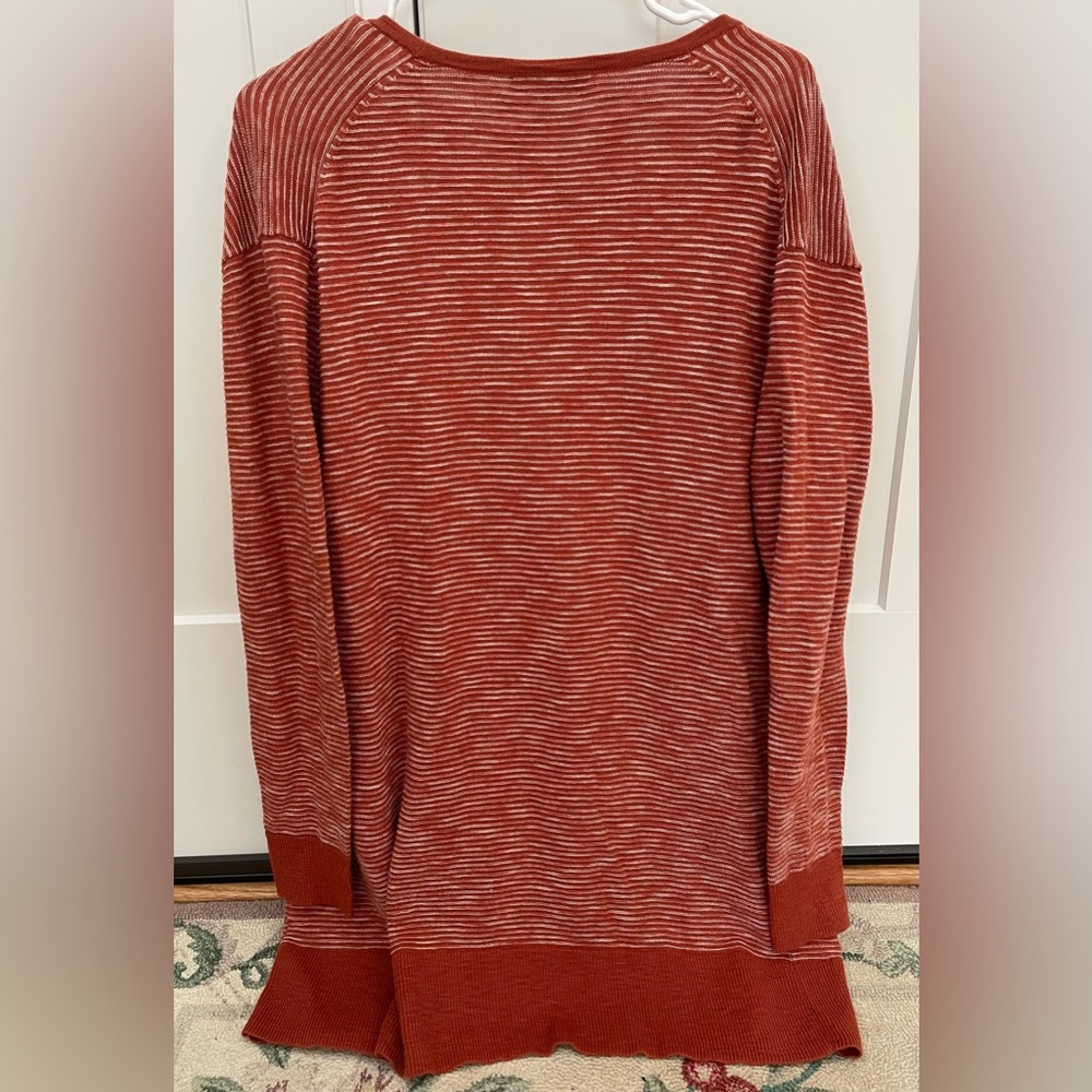Madewell striped open cardigan sweater small Summer Ryder torch orange brown - Picture 7 of 12